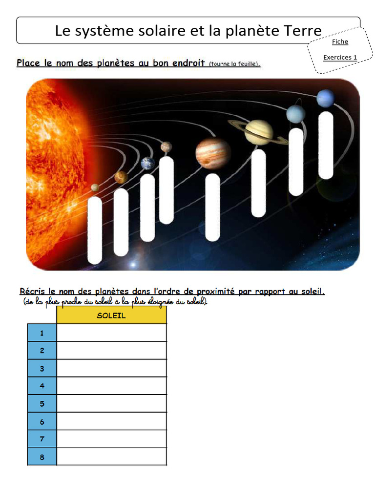 Exercices sur la Terre et le Système Solaire | PDF