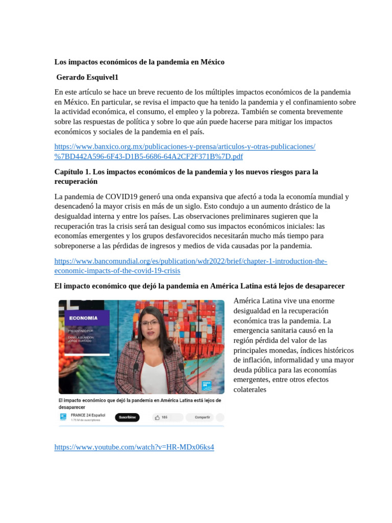 Impactos económicos de la pandemia en México | PDF | Economias