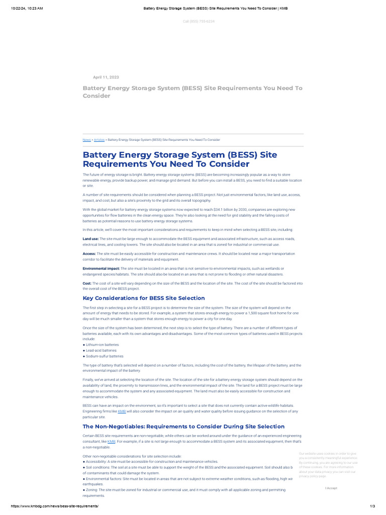 Battery Energy Storage System (BESS) Site Requirements You Need To ...