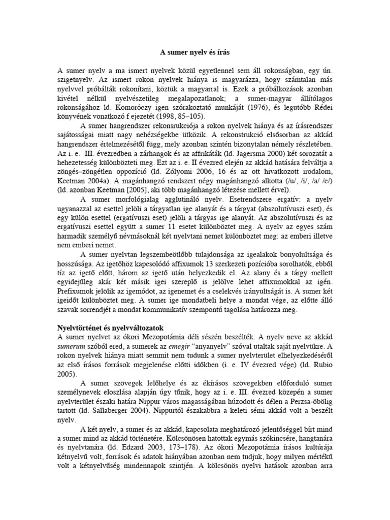 A Sumer Nyelv És Írás | PDF