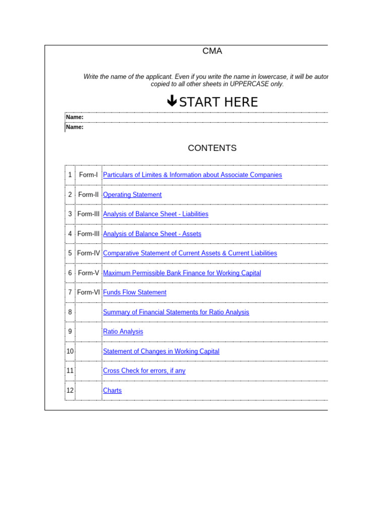 CMA Format | PDF | Balance Sheet | Dividend