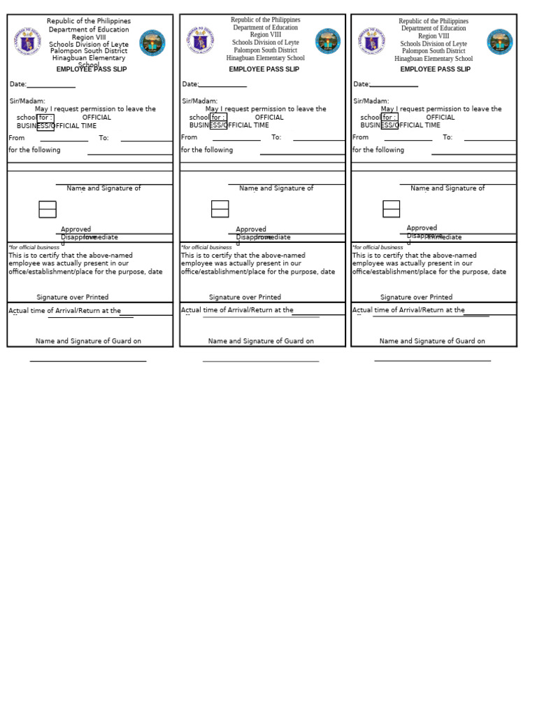 Employee Pass Slip Format | PDF | Government