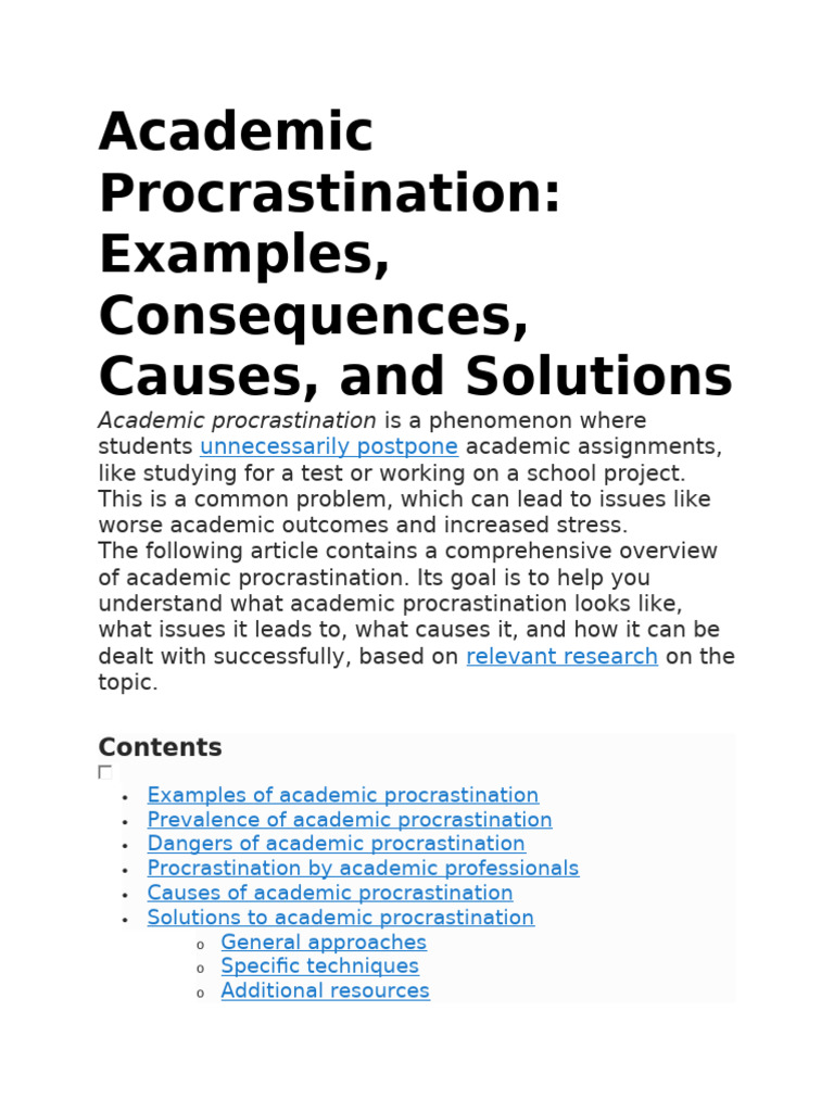 Understanding Academic Procrastination | PDF | Professional Skills ...