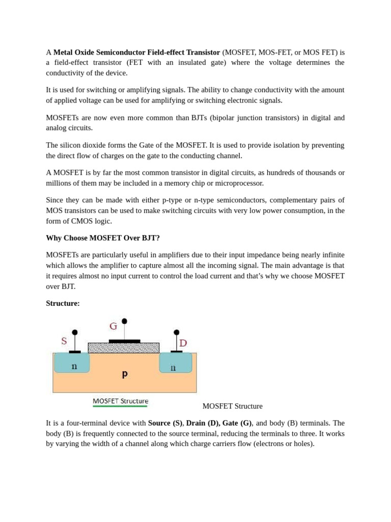 Metal Oxide Semiconductor Field-Effect Transistor | PDF | Mosfet ...