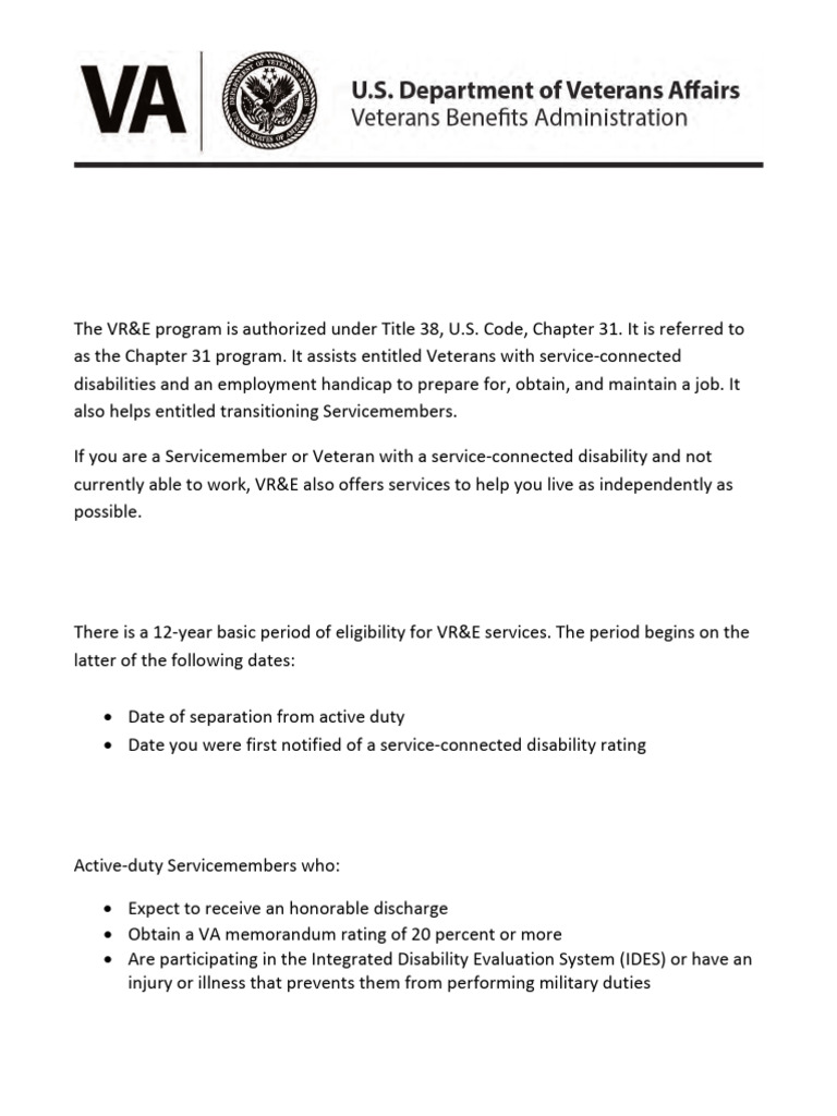 VETERAN READINESS and EMPLOYMENT SERVICES Factsheet 2020 | PDF ...