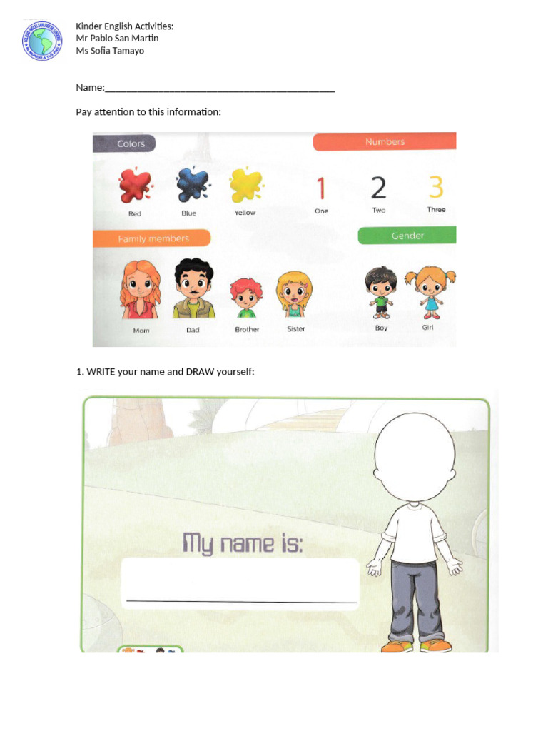 Kinder English Activities Guide | PDF
