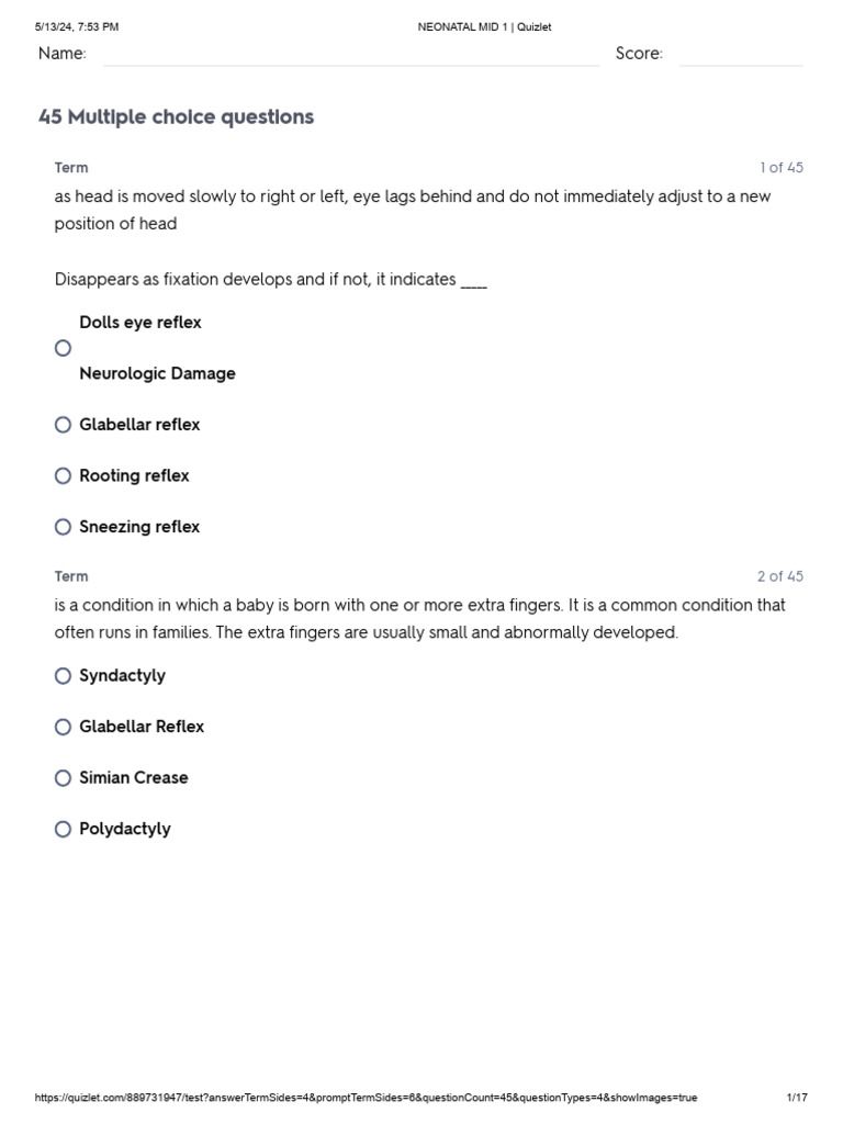 Neonatal mid 1 quizlet pdf infants cerebrospinal fluid