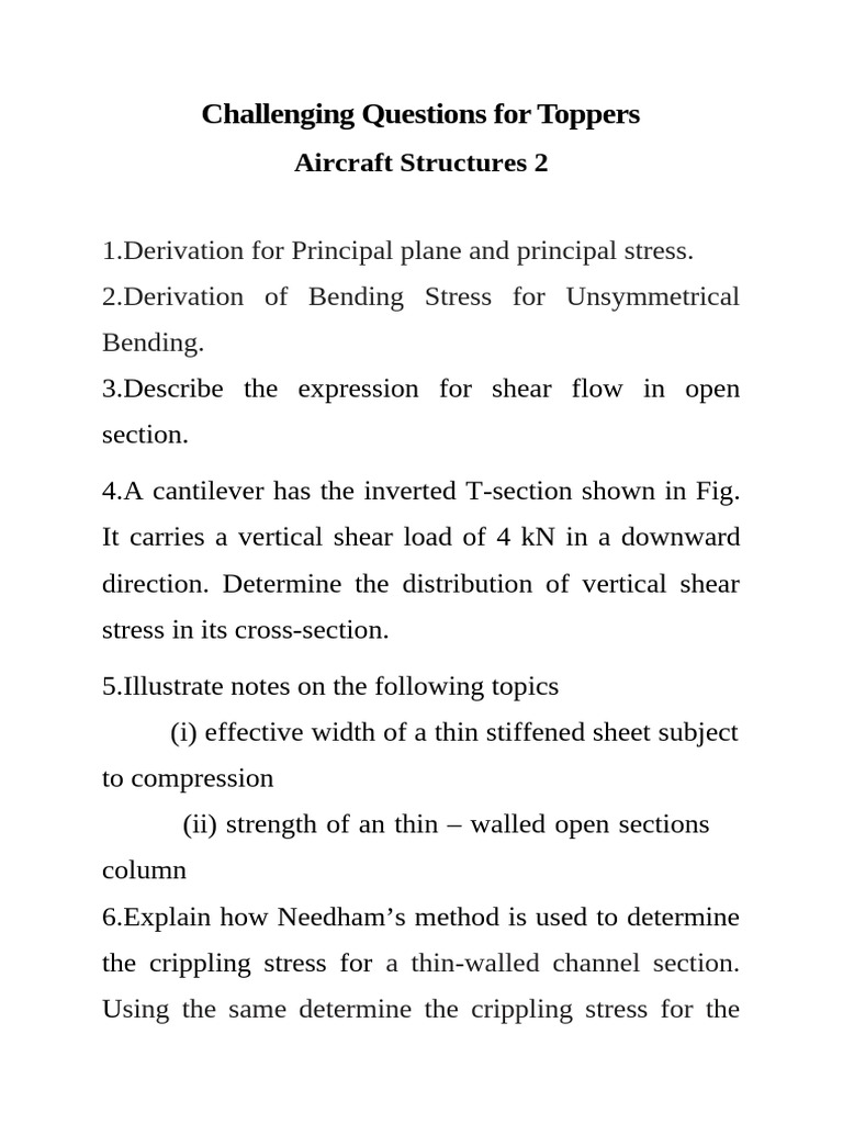 Aircraft Structures 2: Advanced Questions | PDF