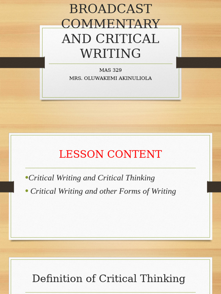 Mas 329 Lesson 5 | PDF | Critical Thinking | Thought