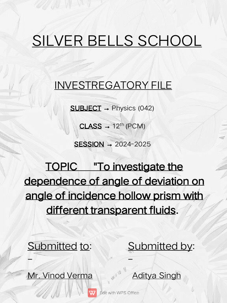 Investigatory File | PDF | Refractive Index | Refraction