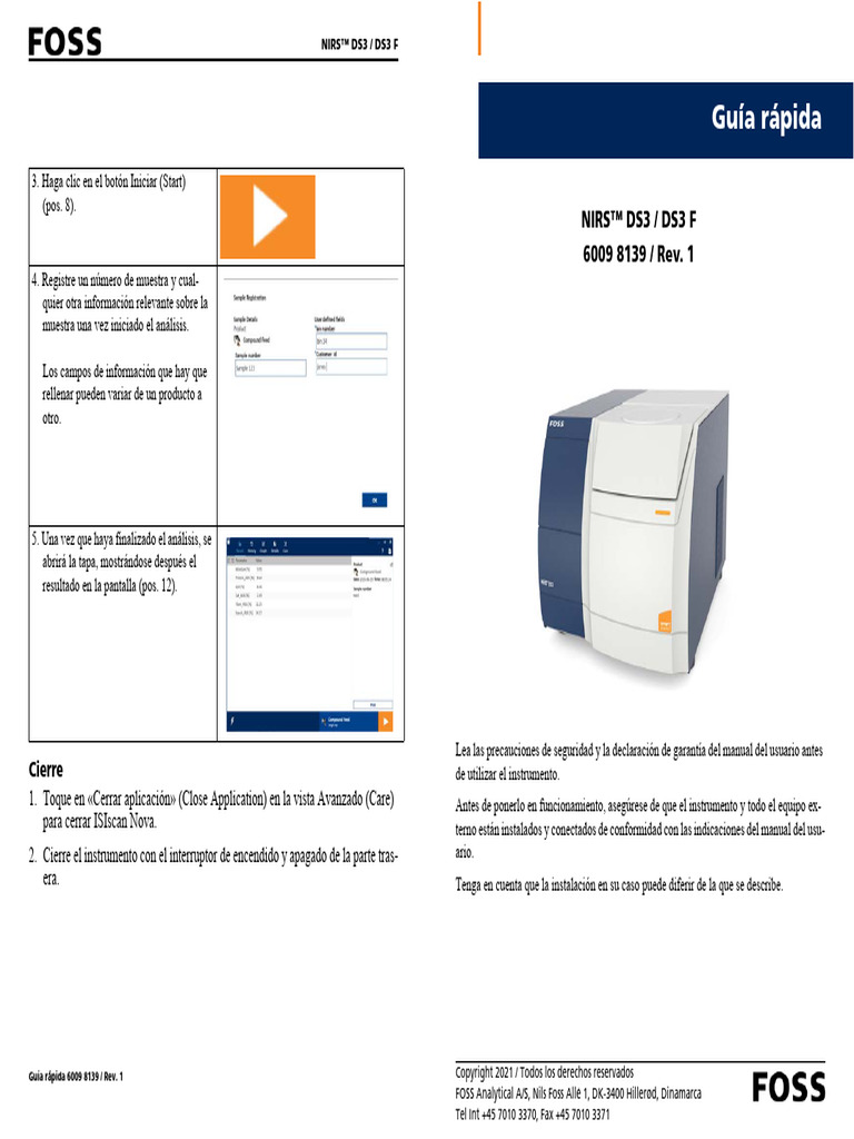 Guía Rápida: Nirs™ Ds3 / Ds3 F 6009 8139 / Rev. 1 | PDF