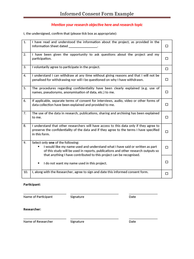 Informed Consent Form Template | PDF | Consent