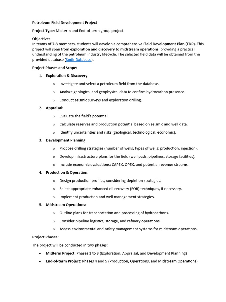 Midterm & End-Of-Term Details - Petroleum Field Development Project ...