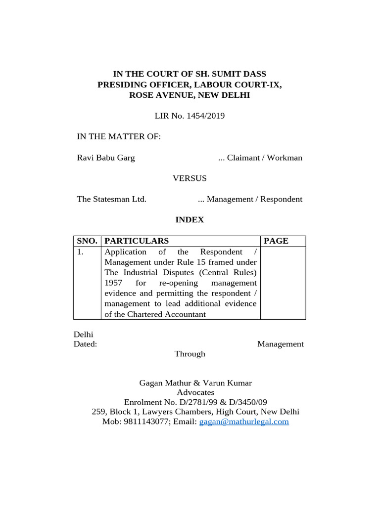 Ravi Babu - Application Under Rule 15 - Additional Witness | PDF ...