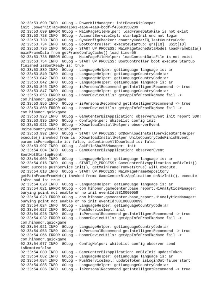 Game Center Initialization Log Analysis | PDF | Internet Standards ...
