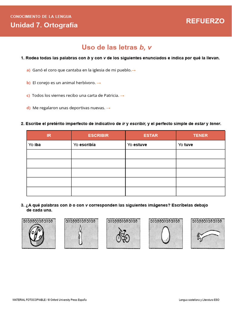 Ortografía: Uso de b y v en español | PDF | Verbo | Tipología Lingüística