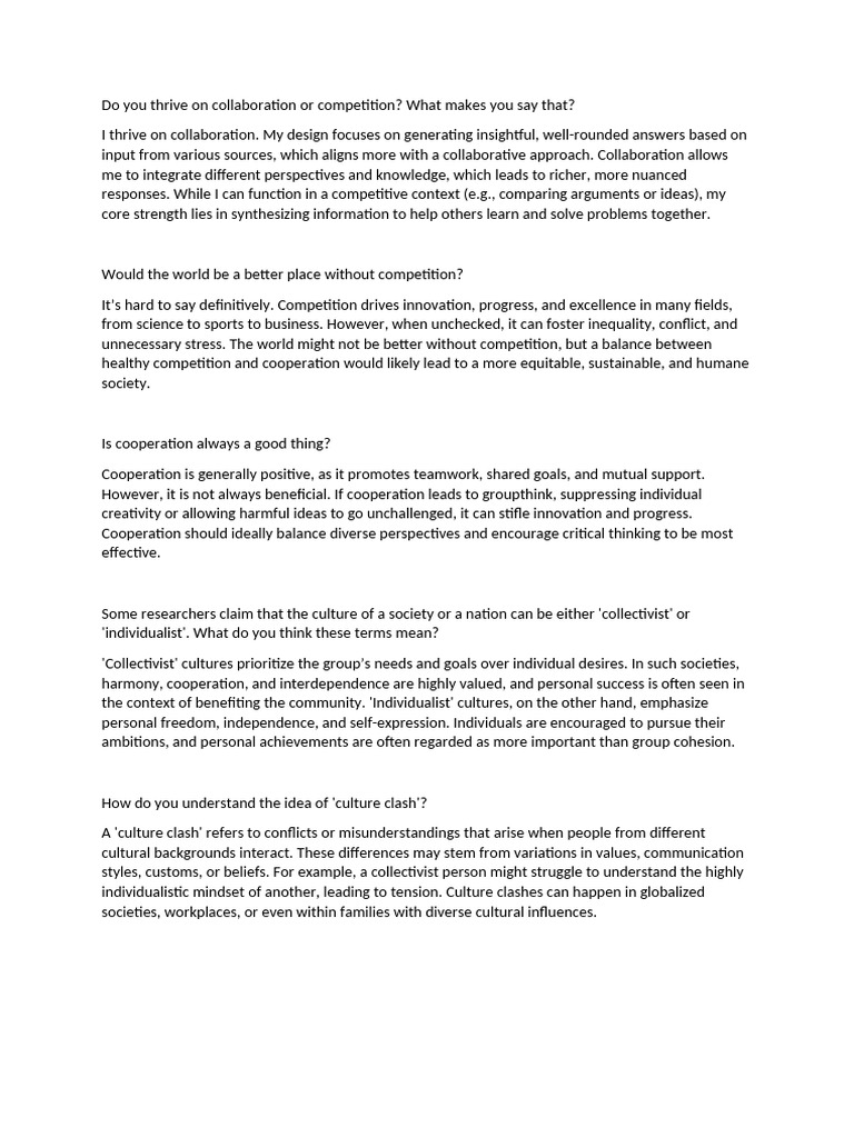 Do You Thrive On Collaboration or Competition | PDF | Competition ...