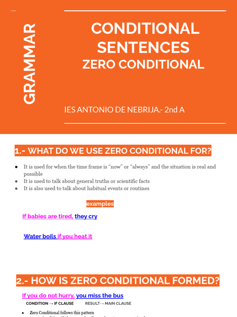 Understanding Zero Conditional Sentences | PDF