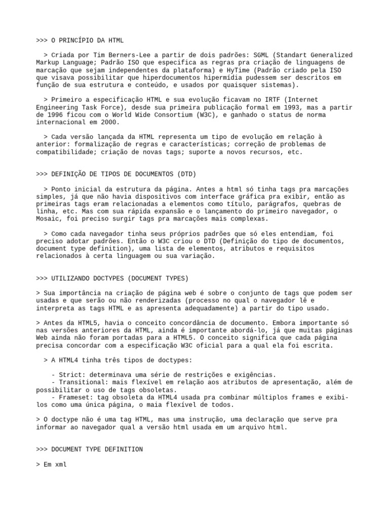 Princípios e Estrutura do HTML | PDF | Html | Html5