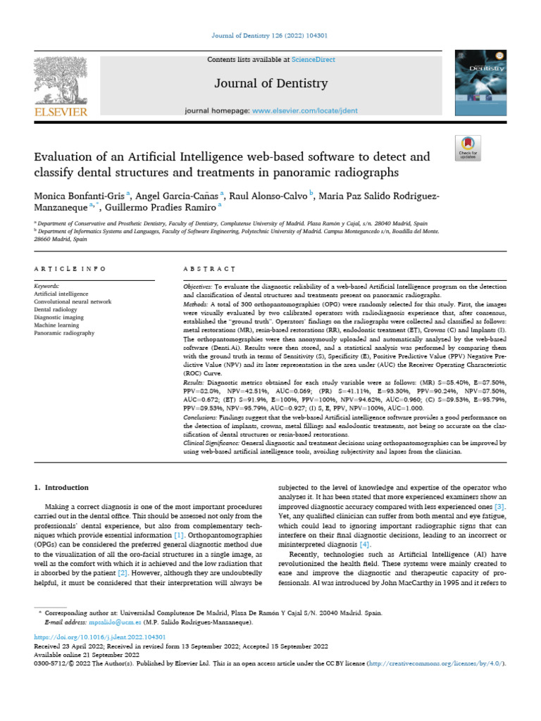 Evaluation of An Artificial Intelligence Web-Based Software To Detect ...