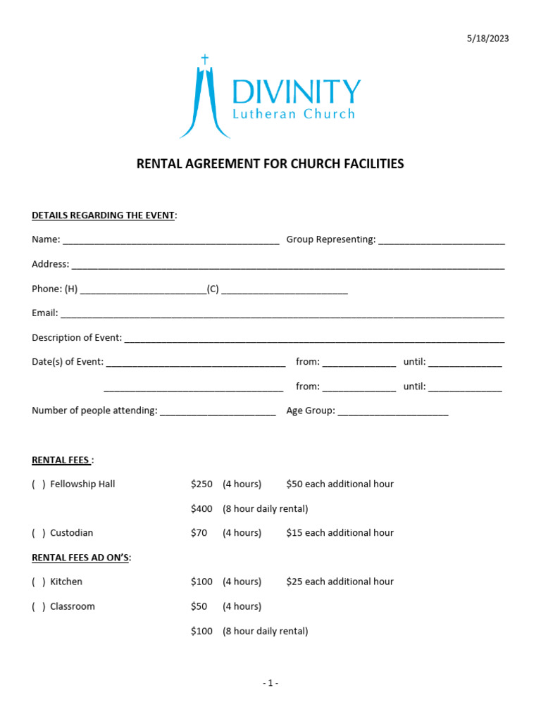 Church Facility Rental Agreement | PDF | Common Law | Private Law