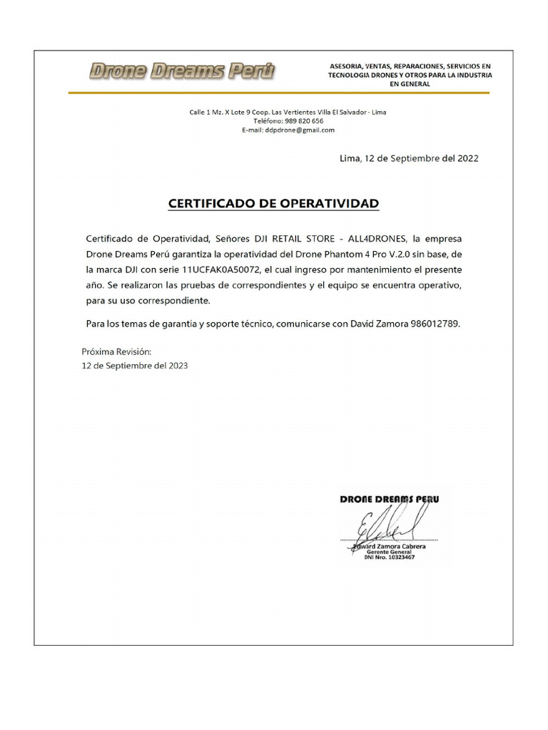 Certificado de Operatividad Vigente | PDF