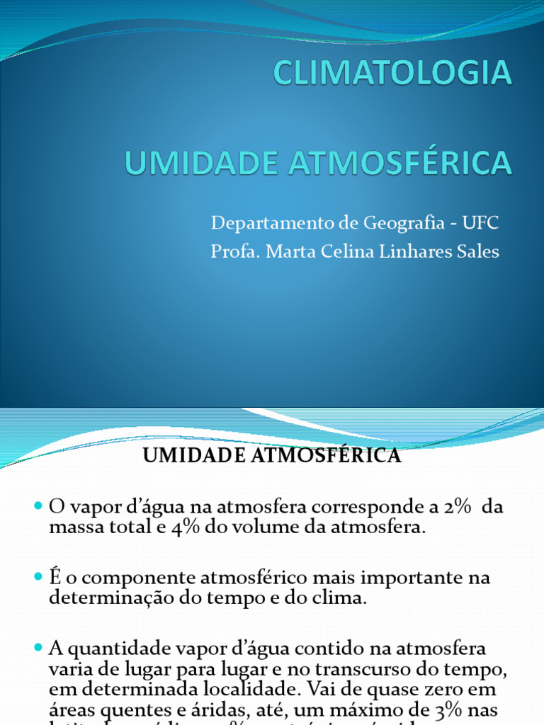 Aula 6 - Umidade Atmosférica | PDF | Nuvem | Umidade