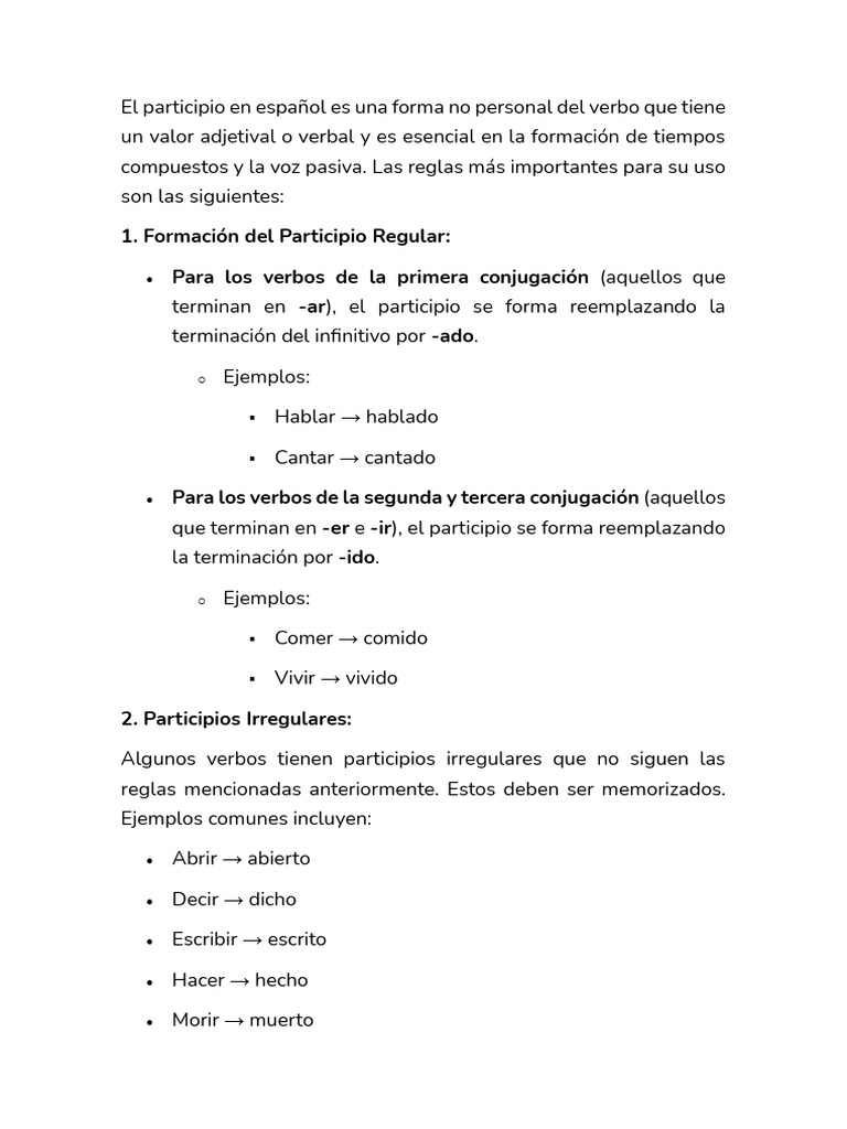 El Participio Cacdepanhol | PDF | Verbo | Lingüística