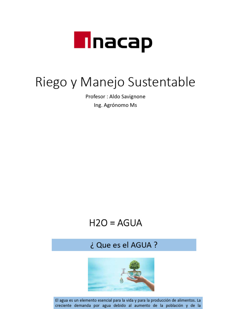 Riego y Manejo Sustentable Del Agua 2024 | PDF | Riego | Agua
