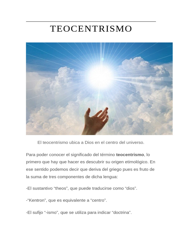 Teocentrismo: Dios en el Centro del Universo | PDF | Dios | Divinidad