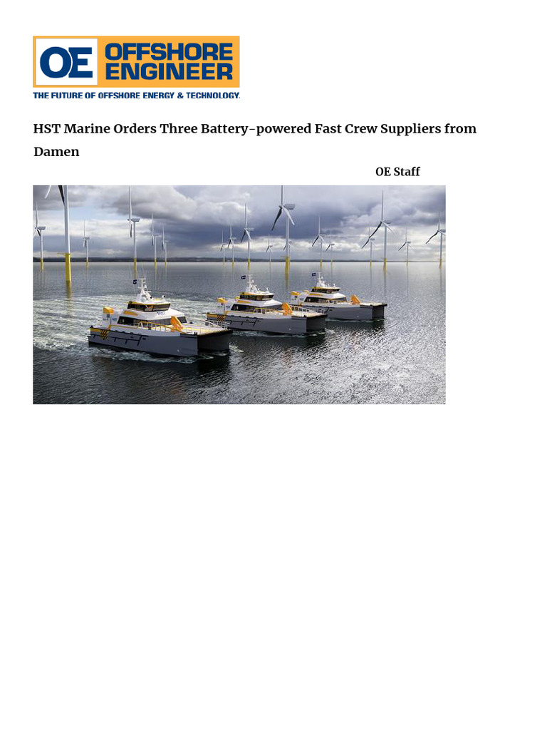 HST Marine Orders Three Hybrid Crew Vessels | PDF