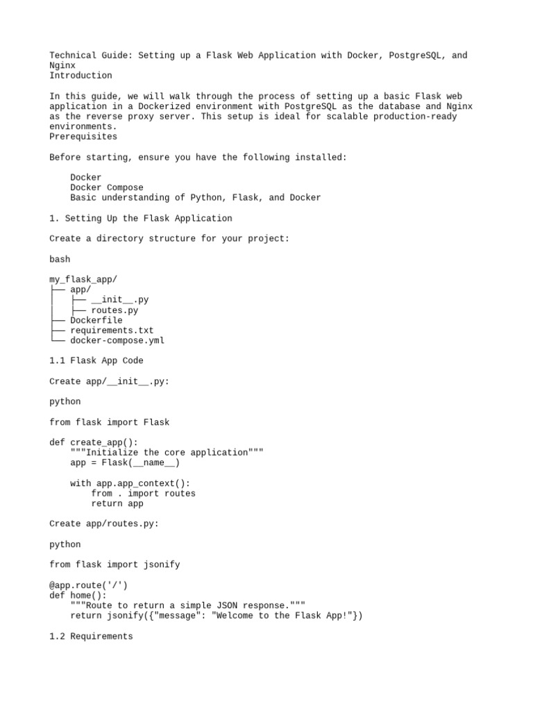 Flask App with PostgreSQL & Docker Setup | PDF | Postgre Sql | Proxy Server