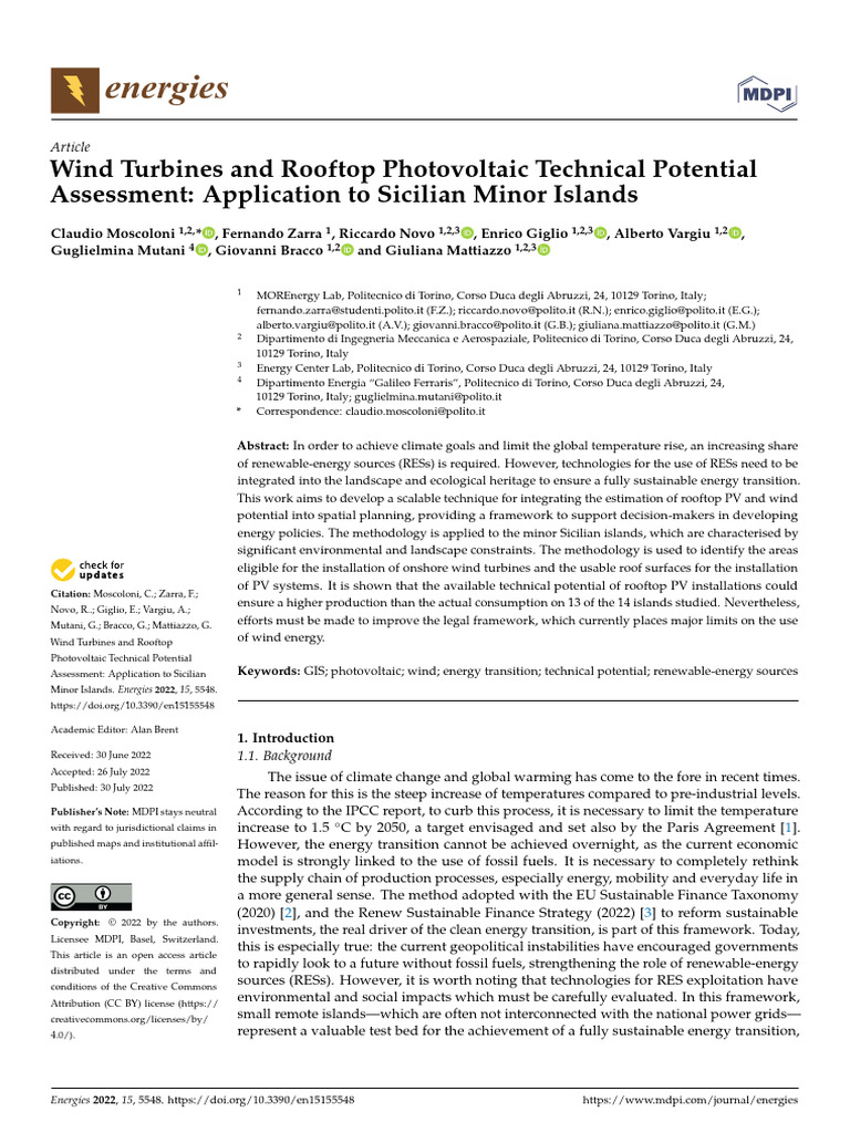 Wind Turbines and Rooftop Photovoltaic Technical P | PDF ...