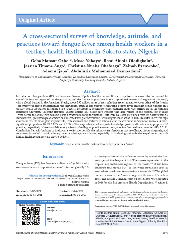 A Cross Sectional Survey of Knowledge, Attitude,.9 | PDF | Infection ...