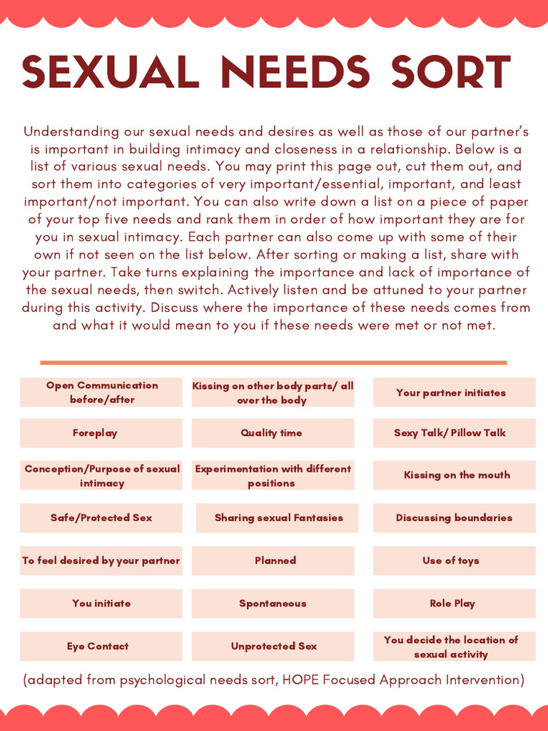 Sorting Sexual Needs for Couples | PDF | Intimate Relationships | Human ...