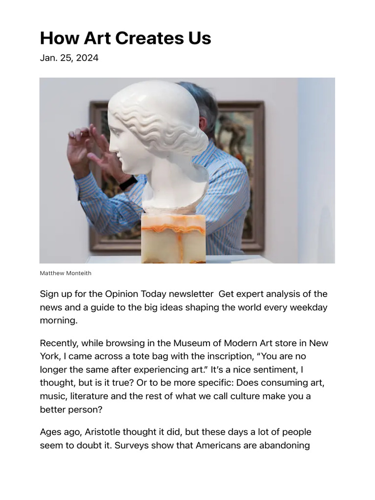 Opinion - How Art Creates Us - The New York Times | PDF