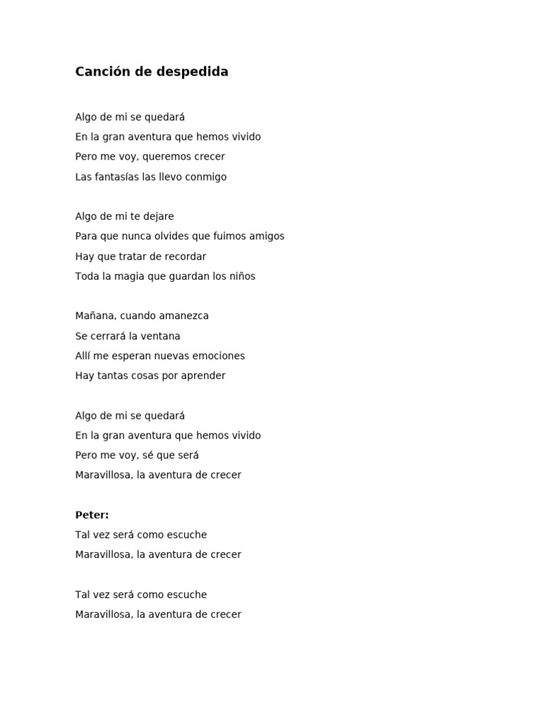 Cancion De Despedida Pdf