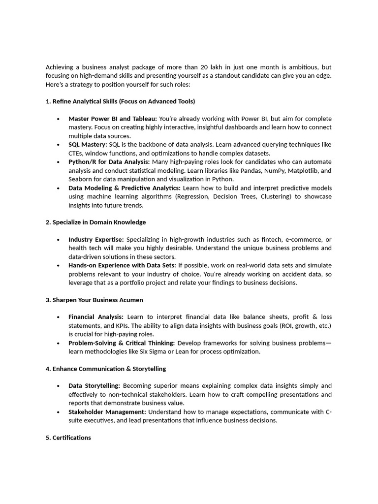 Business Analyst Pdf Project Management Data Science