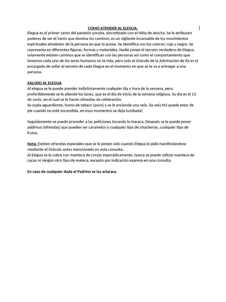 Como Atender A Elegua | PDF