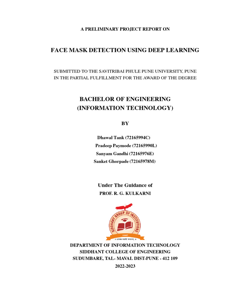 Face mask detection report 2 pdf artificial neural network python