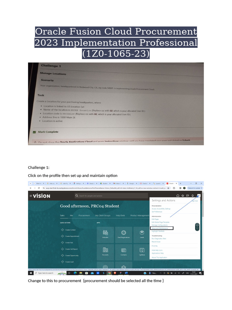 Oracle Fusion Cloud Procurement 2023 Implementation Professional (1Z0 Oracle Fusion Cloud Procurement 2023 Implementation Professional (1Z0