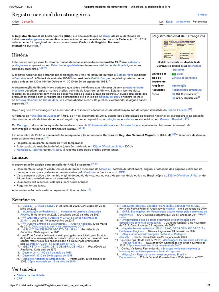 Registro Nacional de Estrangeiros no Brasil | PDF | Brasil | Governo e ...