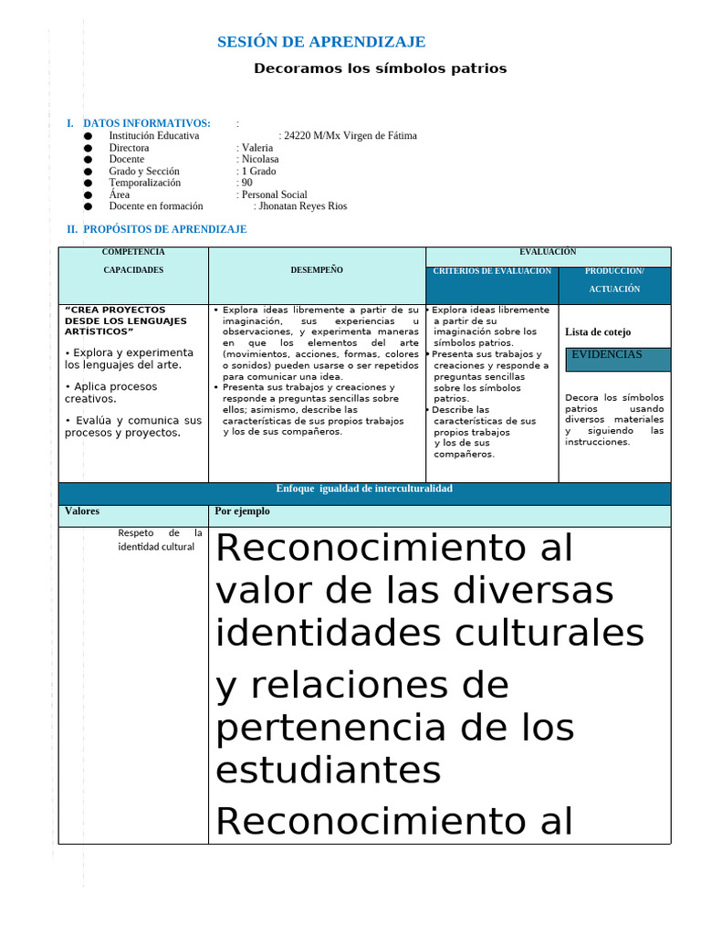 SESIÓN DE Arte y Cultura | PDF | Evaluación | Aprendizaje