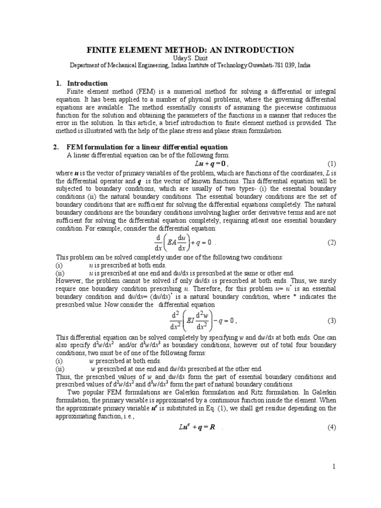 Finite Elemental Methods | PDF