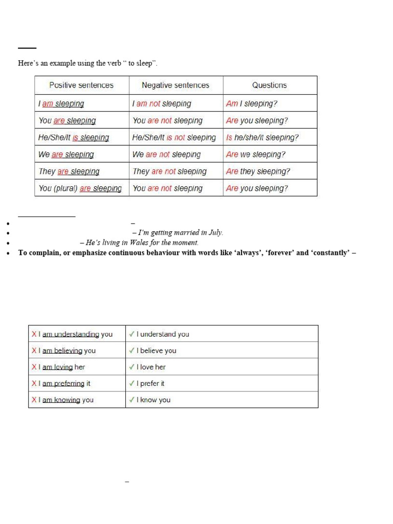 Present Continuous Tense Overview | PDF | Verb | Grammar
