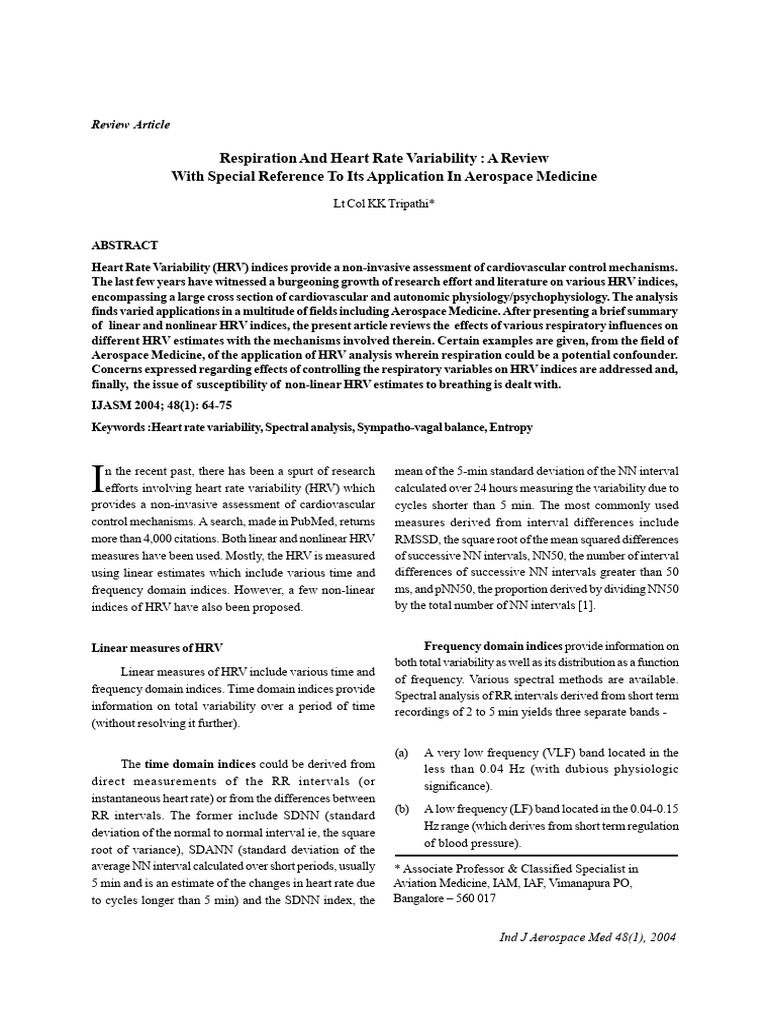 Reespiration and Heart Rate Variability | PDF | Respiratory System ...