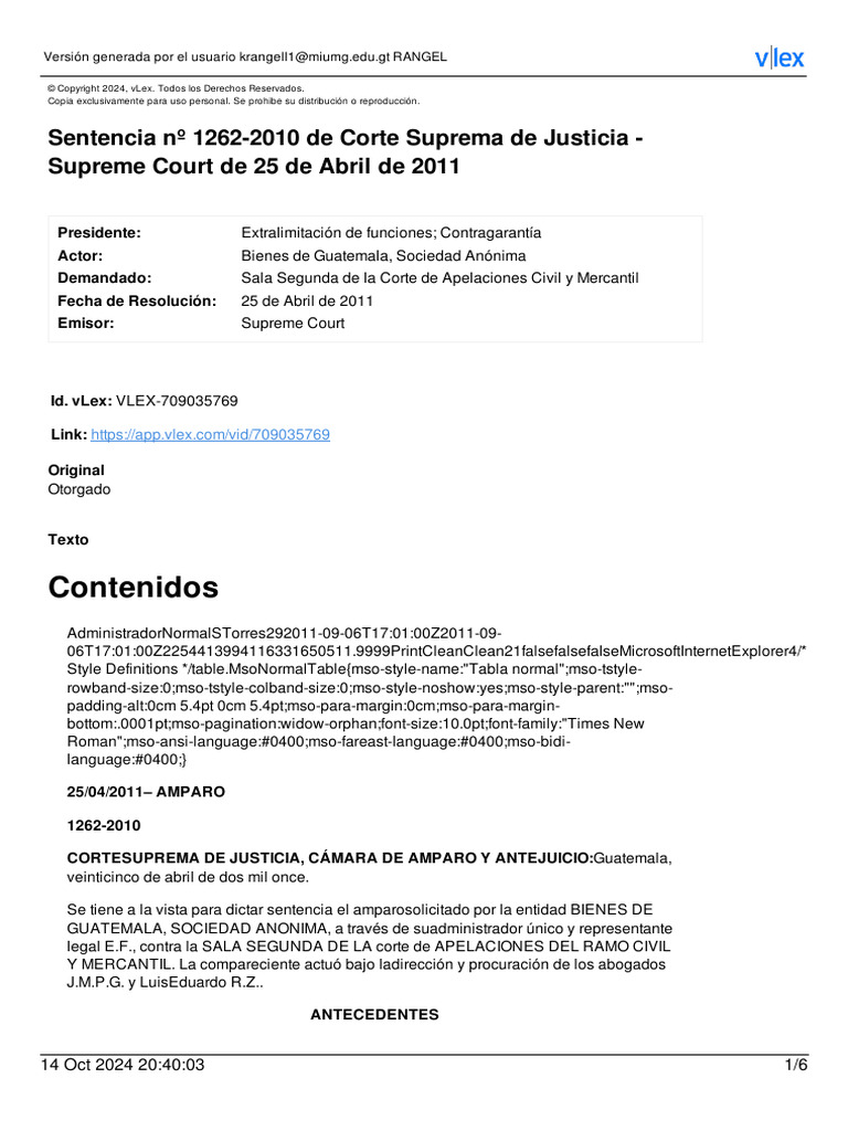 Amparo Corte Suprema Guatemala 2011 | PDF | Ley procesal | Mandato