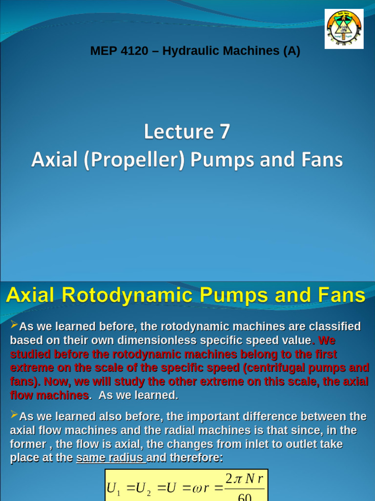 7 - Turbomachinery-Axial Flow PumpsTurbomachinery-rotodynamic Pumps ...
