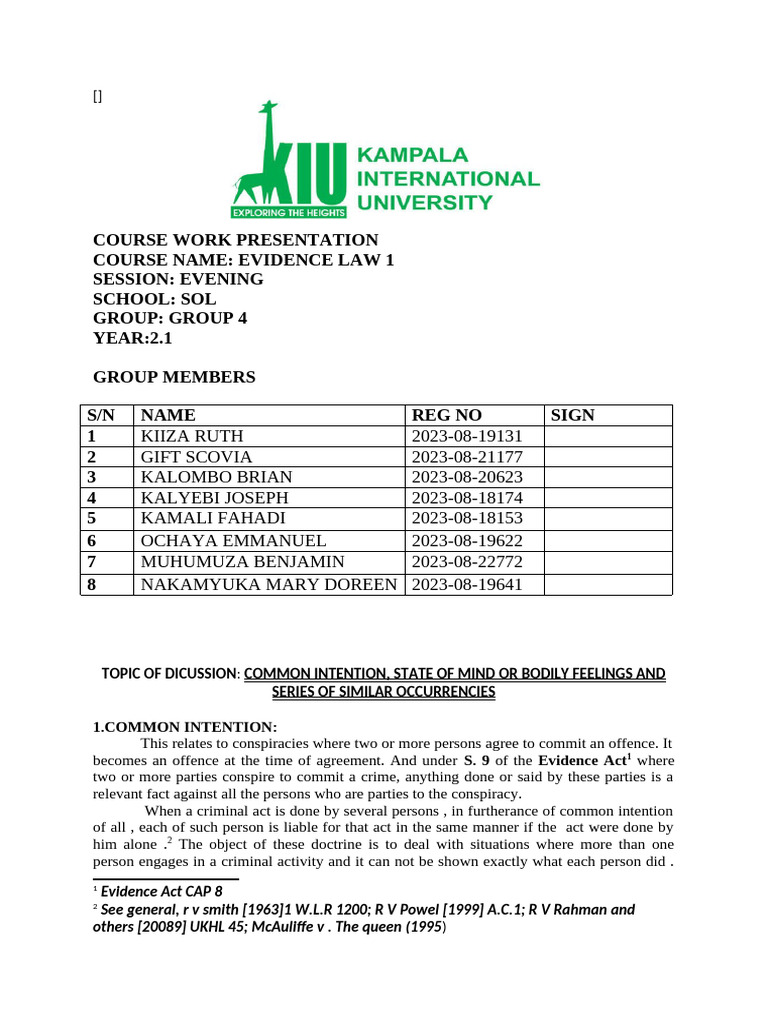 Evidence Law 1 Group 4 Pdf Evidence Law Common Law
