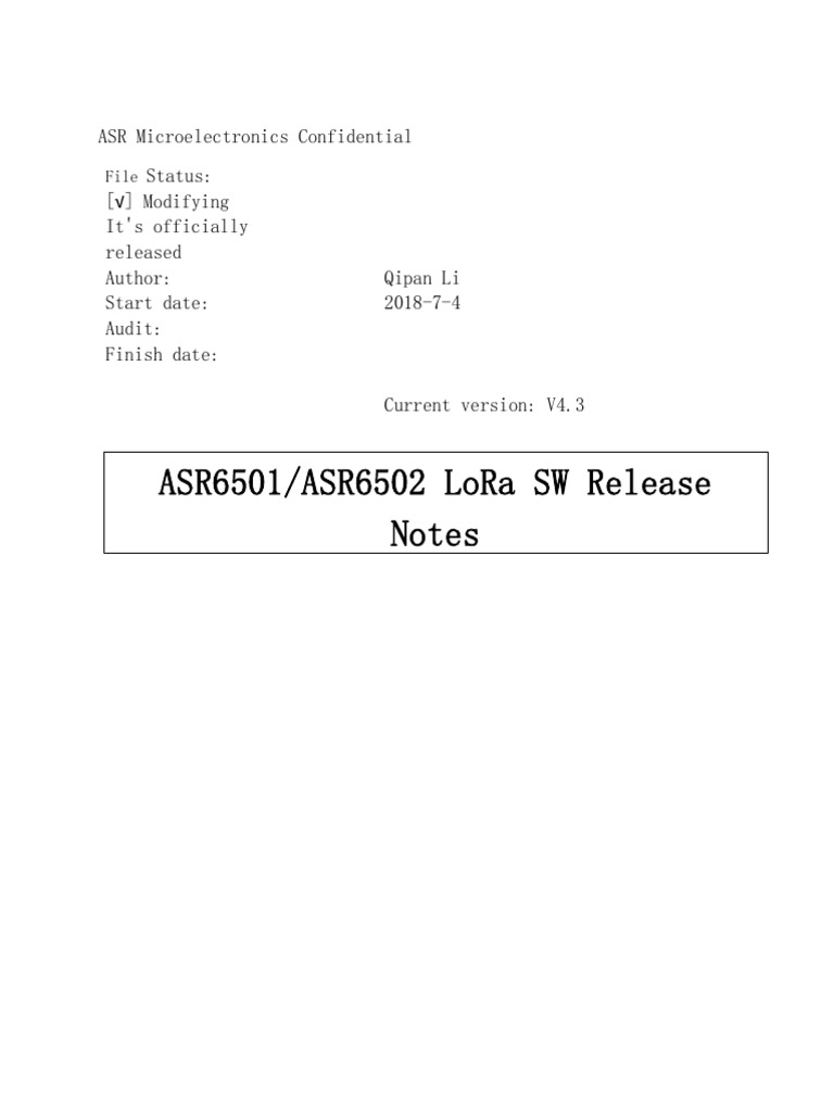 ASR6501/ASR6502 LoRa Software Release Notes | PDF | Computing ...